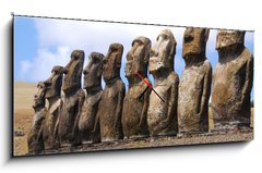 Obraz s hodinami   Ahu Tongariki  Easter Island, 120 x 50 cm