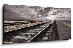 Obraz s hodinami 1D panorama - 120 x 50 cm F_AB12591231 - railway