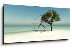 Obraz s hodinami 1D panorama - 120 x 50 cm F_AB126560090 - tree on the beach - strom na pláži