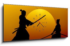 Obraz s hodinami 1D panorama - 120 x 50 cm F_AB12683766 - Samurai