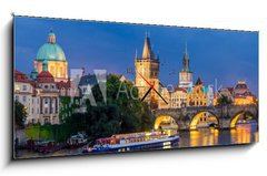 Obraz s hodinami   River Vltava at Dusk Prague Czech Republic, 120 x 50 cm