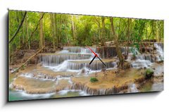 Obraz s hodinami 1D panorama - 120 x 50 cm F_AB127693743 - Huai Mae Kamin waterfall