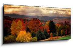 Obraz s hodinami 1D panorama - 120 x 50 cm F_AB1290922 - vermont fall faliage - vermont padá faliage