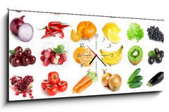 Obraz s hodinami 1D panorama - 120 x 50 cm F_AB129487630 - Fruits and vegetables - Ovoce a zelenina