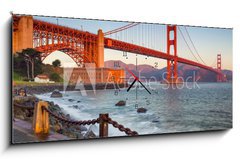 Obraz s hodinami 1D - 120 x 50 cm F_AB129546640 - San Francisco. Image of Golden Gate Bridge in San Francisco, California during sunrise. - San Francisco. Obrázek Golden Gate Bridge v San Franciscu, Kalifornie během východu slunce.