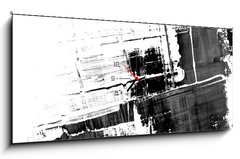 Obraz s hodinami 1D panorama - 120 x 50 cm F_AB13034930 - An abstract paint splatter frame in black and white