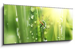 Obraz s hodinami 1D panorama - 120 x 50 cm F_AB13037695 - Drops - Kapky