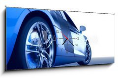 Obraz s hodinami 1D panorama - 120 x 50 cm F_AB13136508 - Modern sport car (3d render) - Modern sportovn vz (3d render)