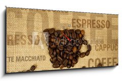 Obraz s hodinami   coffee collage, 120 x 50 cm
