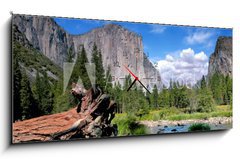 Obraz s hodinami 1D panorama - 120 x 50 cm F_AB13181871 - El Capitan View in Yosemite Nation Park - El Capitan výhled v národním parku Yosemite