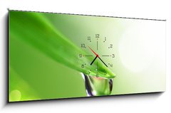 Obraz s hodinami 1D panorama - 120 x 50 cm F_AB13364625 - shine water drop - svítí vodní kapka