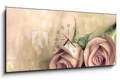 Obraz s hodinami   zwei rosen, 120 x 50 cm