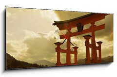 Obraz s hodinami 1D panorama - 120 x 50 cm F_AB13832329 - Great torii at Miyajima