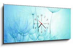 Obraz s hodinami 1D panorama - 120 x 50 cm F_AB139324151 - dandelion on a blue background - pampeliška na modrém pozadí