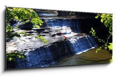 Obraz s hodinami 1D panorama - 120 x 50 cm F_AB1402422 - paine falls 1