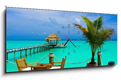 Obraz s hodinami 1D panorama - 120 x 50 cm F_AB14077352 - Cafe on the beach