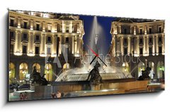 Obraz s hodinami 1D panorama - 120 x 50 cm F_AB14448302 - piazza della republica