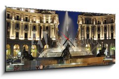 Obraz s hodinami   piazza della republica, 120 x 50 cm