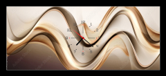Obraz s hodinami 1D panorama - 120 x 50 cm F_AB149184603 - Amazing Gold Brown Waves Abstract Background