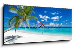 Obraz s hodinami 1D panorama - 120 x 50 cm F_AB151547263 - coco palm panorama wide format on tropical paradise dream beach