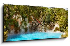 Obraz s hodinami 1D panorama - 120 x 50 cm F_AB15576886 - Hot thermal spring, New Zealand