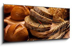 Obraz s hodinami 1D panorama - 120 x 50 cm F_AB15817711 - assortment of baked bread