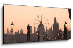 Obraz s hodinami 1D panorama - 120 x 50 cm F_AB15818310 - prague charles bridge - pražský charlesový most