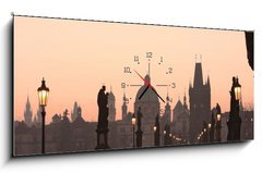 Obraz s hodinami   prague charles bridge, 120 x 50 cm