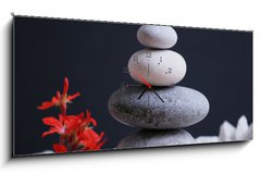 Obraz s hodinami 1D panorama - 120 x 50 cm F_AB15945118 - Stones with Reiki energy - Kameny s energií Reiki