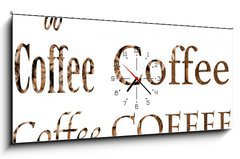 Obraz s hodinami 1D panorama - 120 x 50 cm F_AB161244620 - Spelling the word coffee by coffee beans on white background