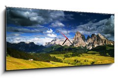 Obraz s hodinami 1D panorama - 120 x 50 cm F_AB16152264 - Montagna, Dolomiti, Alpe di Siusi, Italia - Montagna, Dolomiti, Alpe di Siusi, Itálie