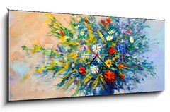 Obraz s hodinami 1D panorama - 120 x 50 cm F_AB163278851 - Oil painting flowers