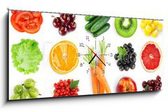 Obraz s hodinami 1D panorama - 120 x 50 cm F_AB163811101 - Fruits and vegetables - Ovoce a zelenina