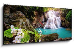 Obraz s hodinami 1D panorama - 120 x 50 cm F_AB163905997 - Waterfall in Thailand, called Huay or Huai mae khamin in Kanchanaburi Provience