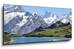 Obraz s hodinami 1D panorama - 120 x 50 cm F_AB16526560 - Devant les montagnes