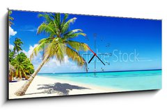 Obraz s hodinami 1D panorama - 120 x 50 cm F_AB166266454 - Schner Strand im Paradies