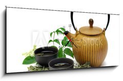 Obraz s hodinami 1D panorama - 120 x 50 cm F_AB16735049 - Chinese Longjing green tea