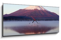 Obraz s hodinami 1D panorama - 120 x 50 cm F_AB1675986 - reflections in the mist - odrazy v mlze