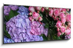 Obraz s hodinami 1D panorama - 120 x 50 cm F_AB16803758 - Blumen - kvtiny