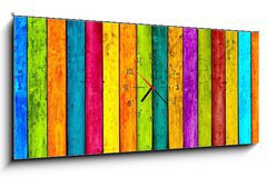Obraz s hodinami 1D panorama - 120 x 50 cm F_AB17494460 - Colorful Wood Planks Background - Barevn devn prkna pozad