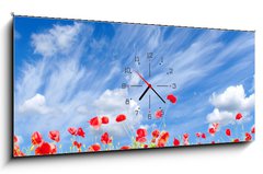 Obraz s hodinami 1D panorama - 120 x 50 cm F_AB17600013 - red poppies