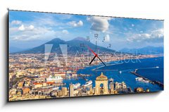 Obraz s hodinami 1D - 120 x 50 cm F_AB181078879 - Napoli  and mount Vesuvius in  Italy