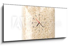Obraz s hodinami 1D panorama - 120 x 50 cm F_AB182770235 - Rice in transparent plastic bag isolated on white background. Packaging template mockup collection. With clipping Path included. Stand - Rýže v průhledném plastovém sáčku izolovaných na bílém pozadí. Maketa kolekce šablony balení. Včetně ořezové cesty. Vydržet