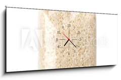 Obraz s hodinami 1D panorama - 120 x 50 cm F_AB182770235 - Rice in transparent plastic bag isolated on white background. Packaging template mockup collection. With clipping Path included. Stand - Re v prhlednm plastovm sku izolovanch na blm pozad. Maketa kolekce ablony balen. Vetn oezov cesty. Vydret