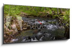 Obraz s hodinami 1D panorama - 120 x 50 cm F_AB182860867 - Whitewater Stream