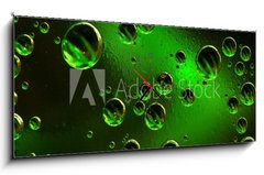 Obraz s hodinami 1D panorama - 120 x 50 cm F_AB1843178 - green bubbles - zelené bubliny
