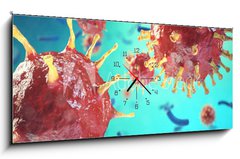 Obraz s hodinami 1D panorama - 120 x 50 cm F_AB185828438 - Chronic liver disease viral hepatitis infection, Hepatitis viruses in infected organism. 3d illustration