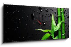 Obraz s hodinami   Bamboo over Black, 120 x 50 cm