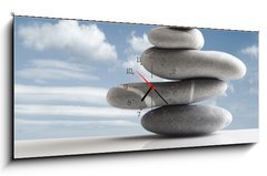 Obraz s hodinami 1D panorama - 120 x 50 cm F_AB1912433 - pile of five stones - hromada pti kamen