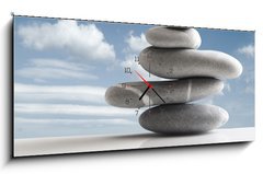 Obraz s hodinami 1D panorama - 120 x 50 cm F_AB1912433 - pile of five stones - hromada pěti kamenů